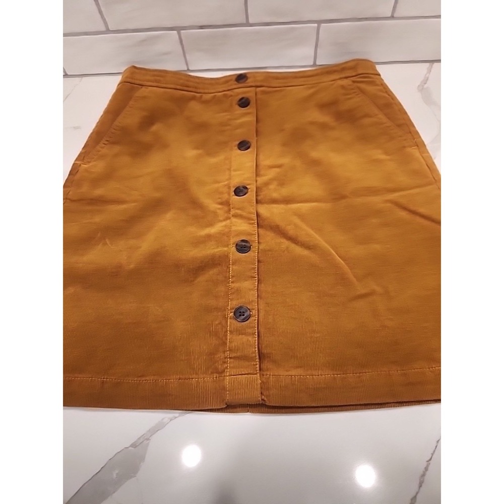 J. Crew Brown Corduroy 6‎ Button Mustard Brown Zip Back Lined Mini Skirt Size 8 - Picture 12 of 12